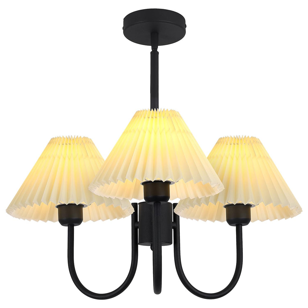 3 Light Chandelier Light Fixture Traditional Pleated Chandelier Small Vintage Entryway Chandelier Mid Century Modern Chandelier Brushed Gold Chandeliers for Dining Room
