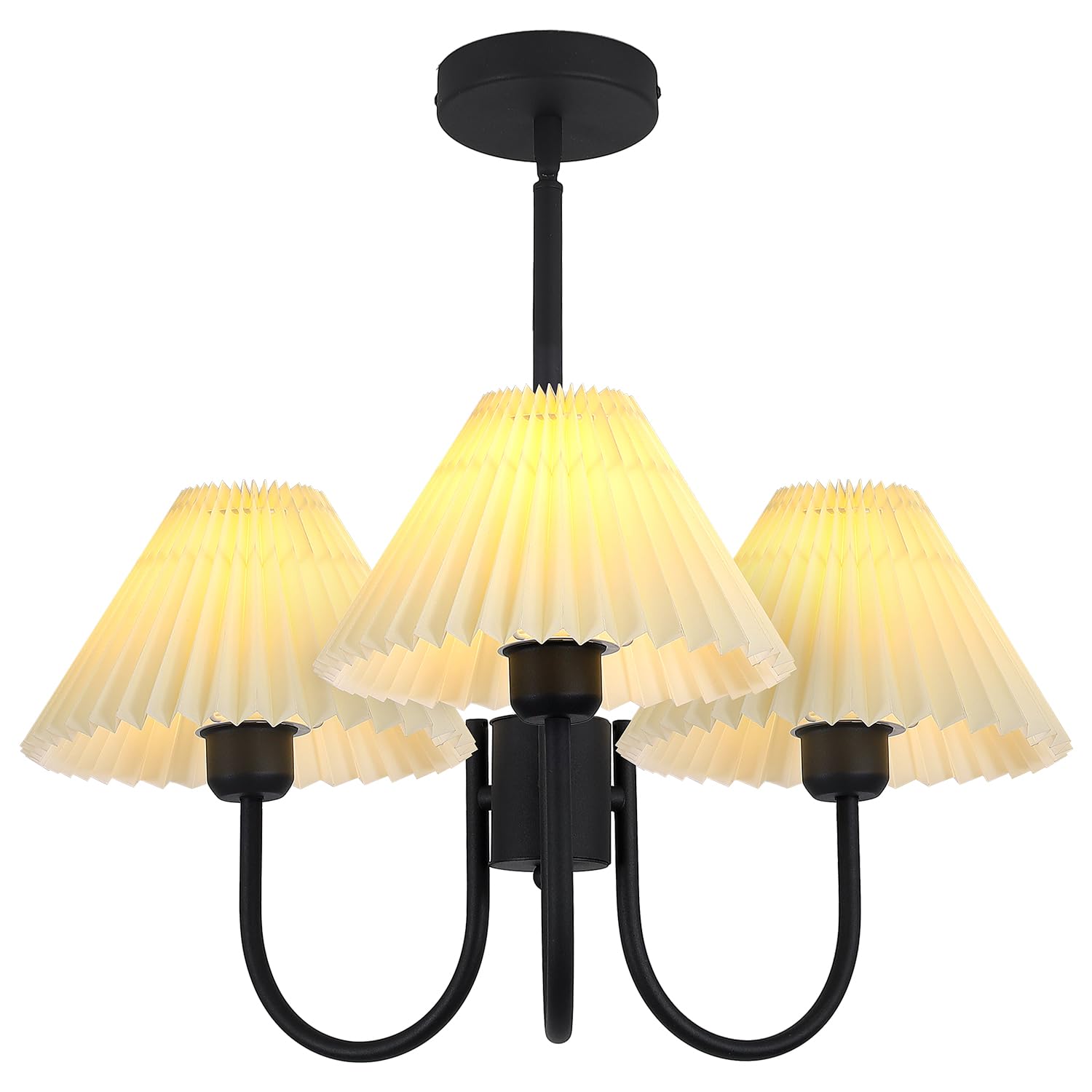 3 Light Chandelier Light Fixture Traditional Pleated Chandelier Small Vintage Entryway Chandelier Mid Century Modern Chandelier Brushed Gold Chandeliers for Dining Room