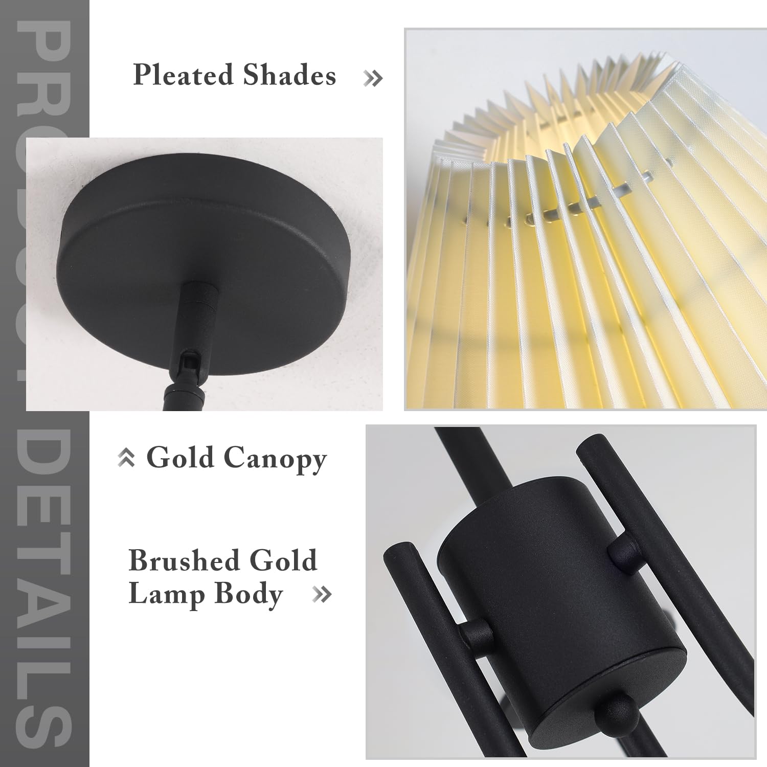 3 Light Chandelier Light Fixture Traditional Pleated Chandelier Small Vintage Entryway Chandelier Mid Century Modern Chandelier Brushed Gold Chandeliers for Dining Room