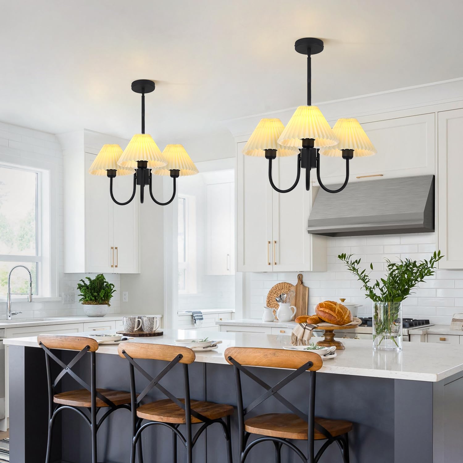 3 Light Chandelier Light Fixture Traditional Pleated Chandelier Small Vintage Entryway Chandelier Mid Century Modern Chandelier Brushed Gold Chandeliers for Dining Room