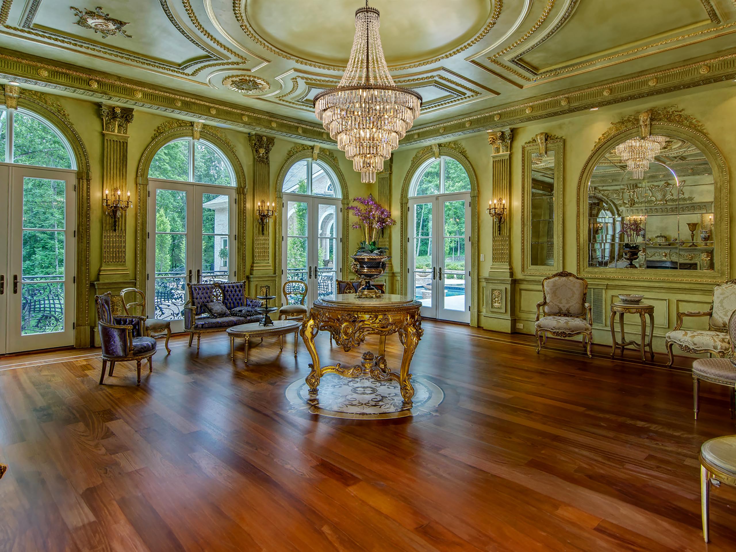 French Empire Crystal Chandelier Modern Farmhouse Chandelier Ceiling Light for Foyer Entryway High Ceiling, Vintage Antique Bronze Chandelier Light Fixture for Dining Living Room 34" W x 58" H