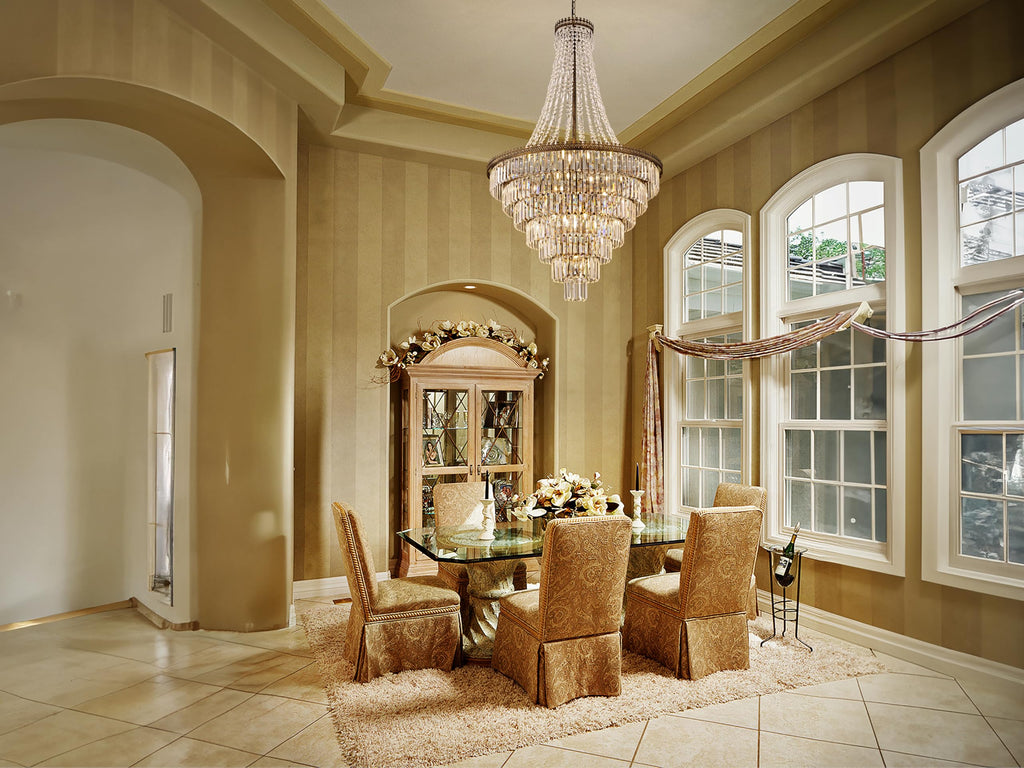 French Empire Crystal Chandelier Modern Farmhouse Chandelier Ceiling Light for Foyer Entryway High Ceiling, Vintage Antique Bronze Chandelier Light Fixture for Dining Living Room 34" W x 58" H