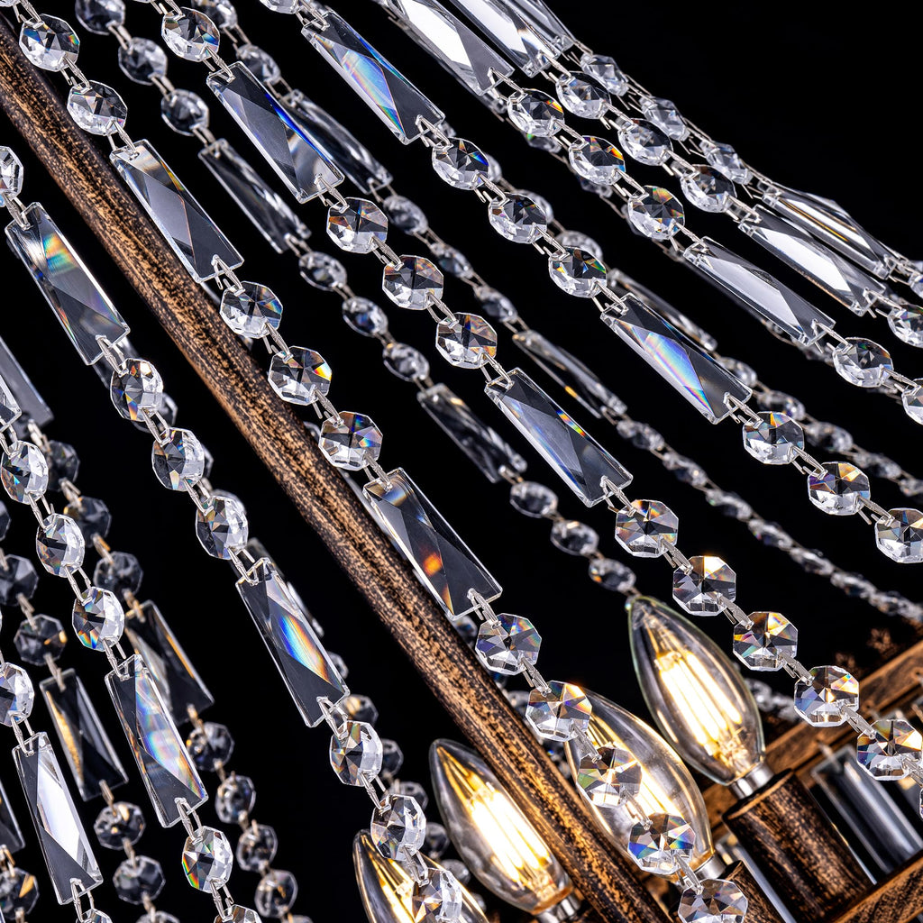 French Empire Crystal Chandelier Modern Farmhouse Chandelier Ceiling Light for Foyer Entryway High Ceiling, Vintage Antique Bronze Chandelier Light Fixture for Dining Living Room 34" W x 58" H