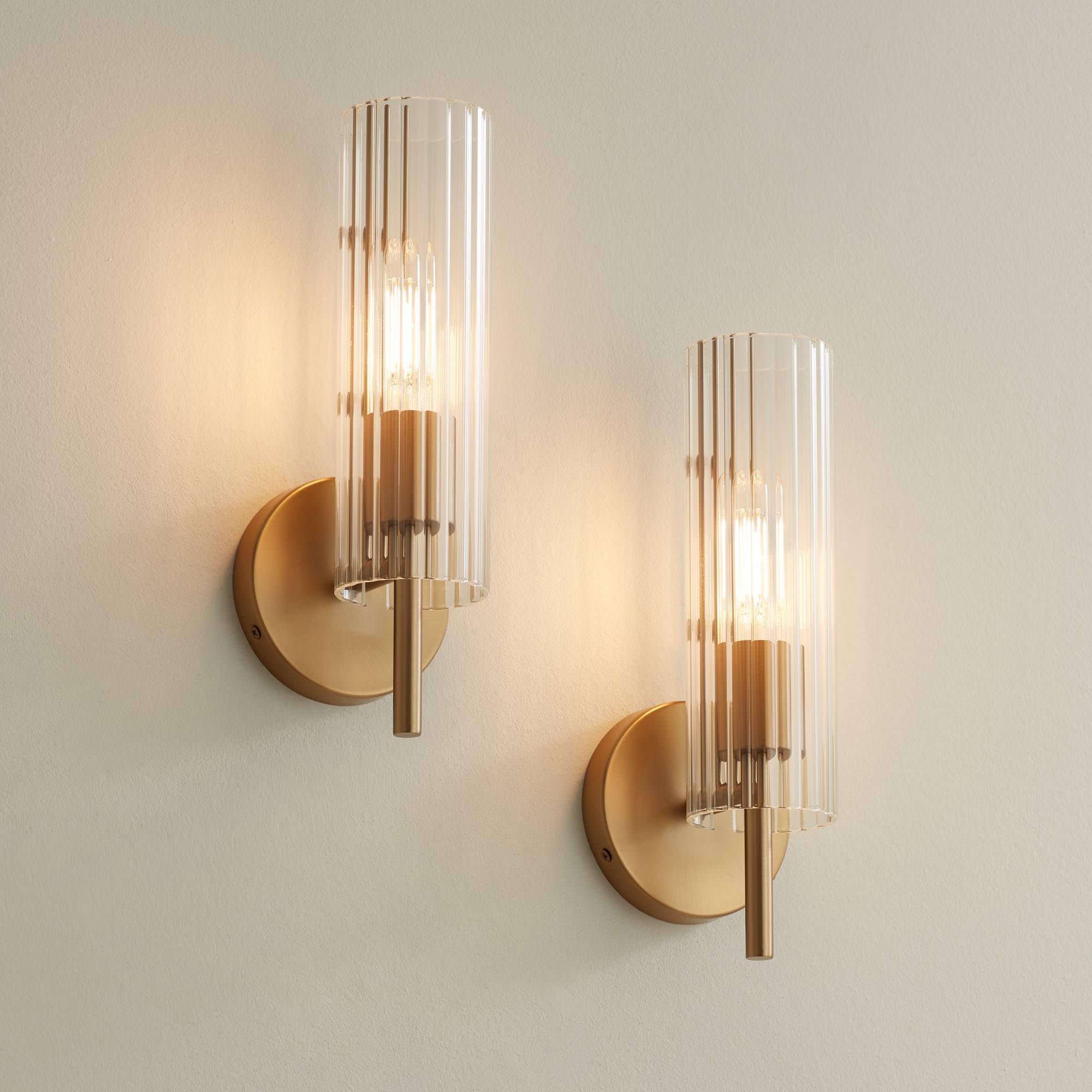 Brushed Champagne Wall Sconce Set of 2