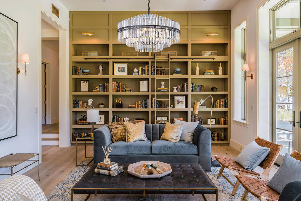 Black Crystal Chandelier 6-Light Modern Round Chandelier, 3 Tiers Crystal Large Ceiling Light Fixture for Dining Living Room, Bedroom, Bathroom, Kitchen, Entryway, 26"